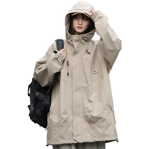 [Ｋａｙｉｙａｓｕ] ウインドブレーカー レディース マウンテンパーカー ブルゾン 撥水 防風 ゆったり ジャケット 大きいサイズ 春 秋 アウトドア アウター 軽量 男女兼用(S カーキ)